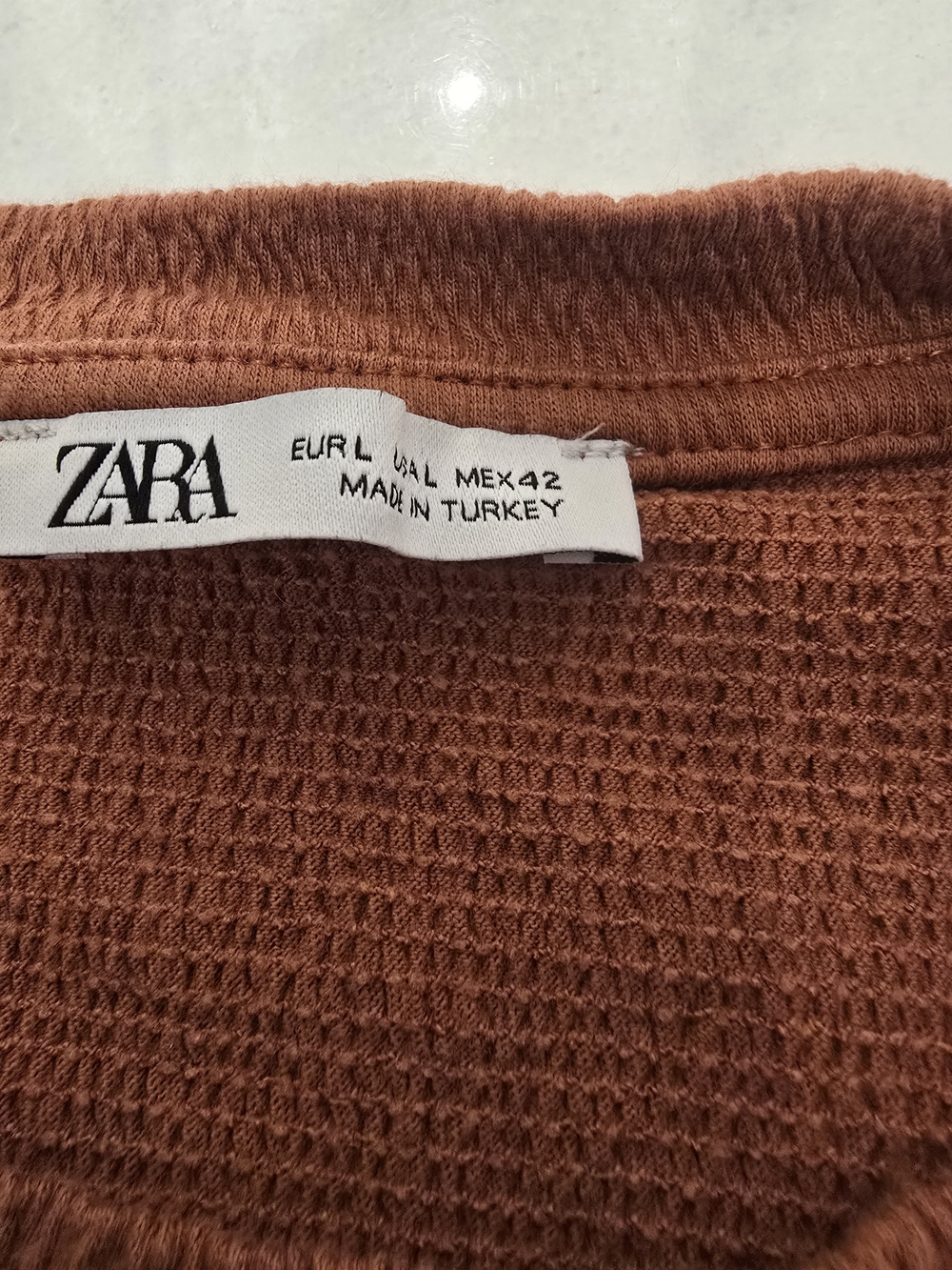 Zara Rust Textured Short Sleeve Top & Drawstring Shorts Set - Picture 4 of 4